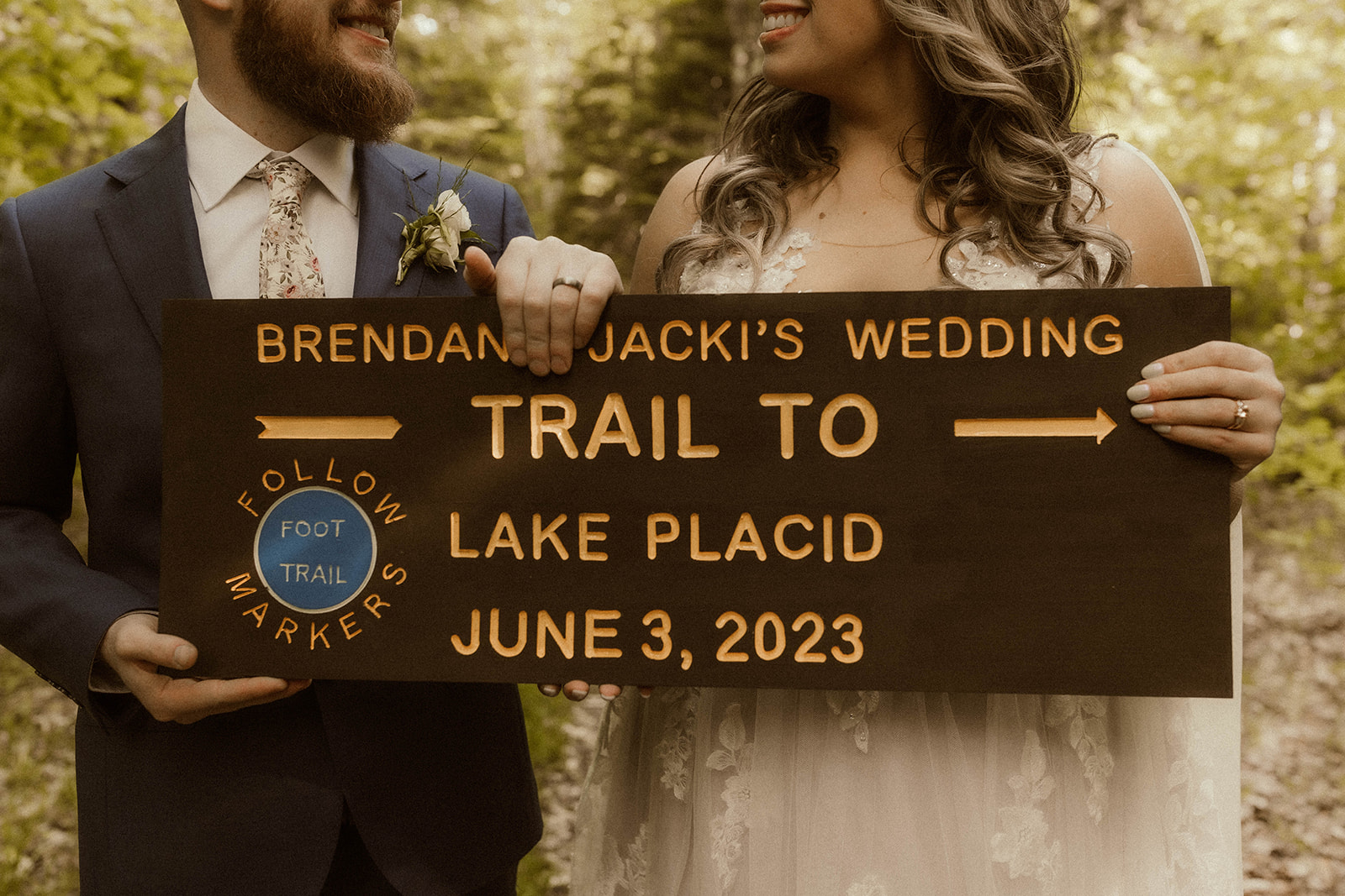 Adorable custom trail themed wedding sign for the big day!