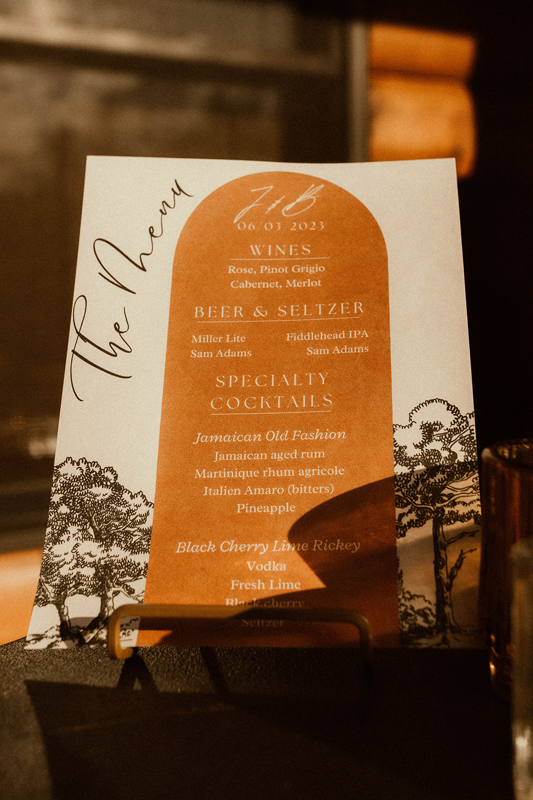 Cocktail menu of a dreamy Adirondack mountain elopement