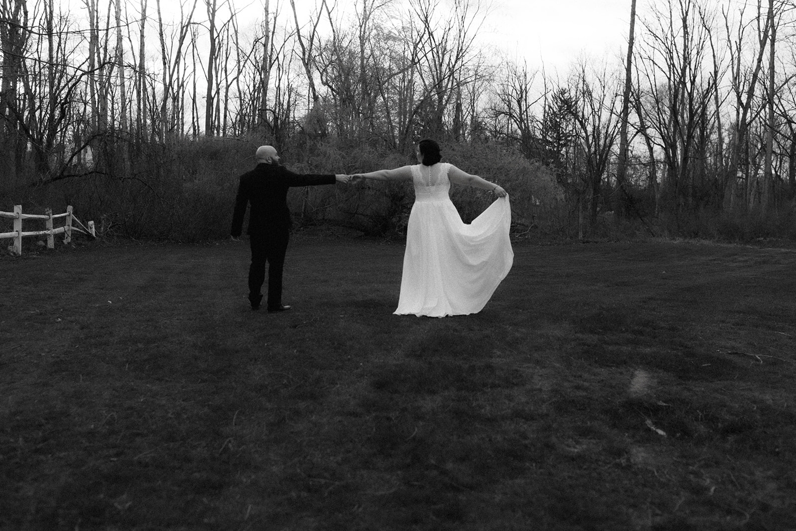 Bride and groom dance outside on their dreamy upstate New York wedding day