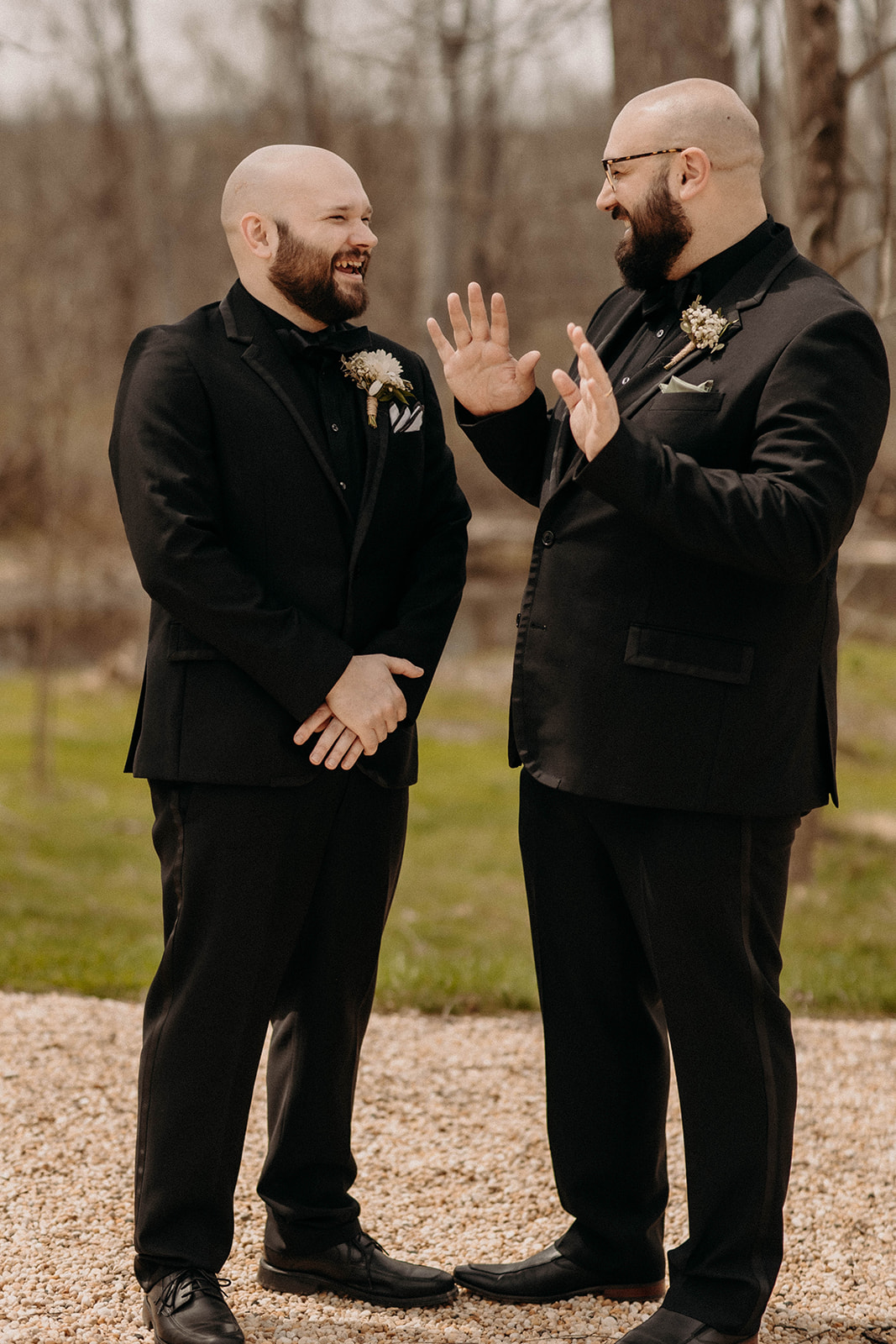 Groomsmen pose with groom on his upstate New York wedding day