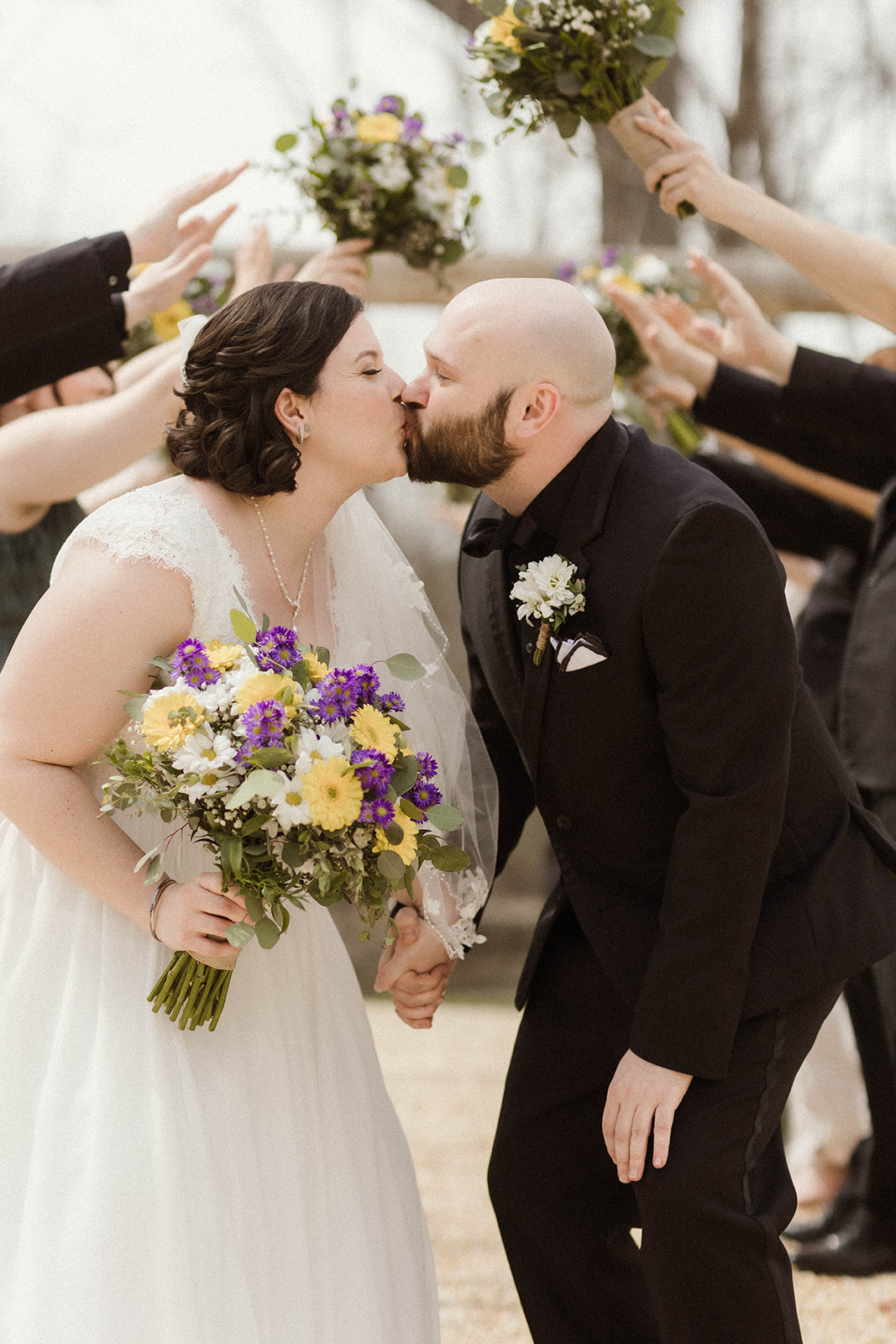 Stunning bride and groom exit their dreamy upstate New York wedding