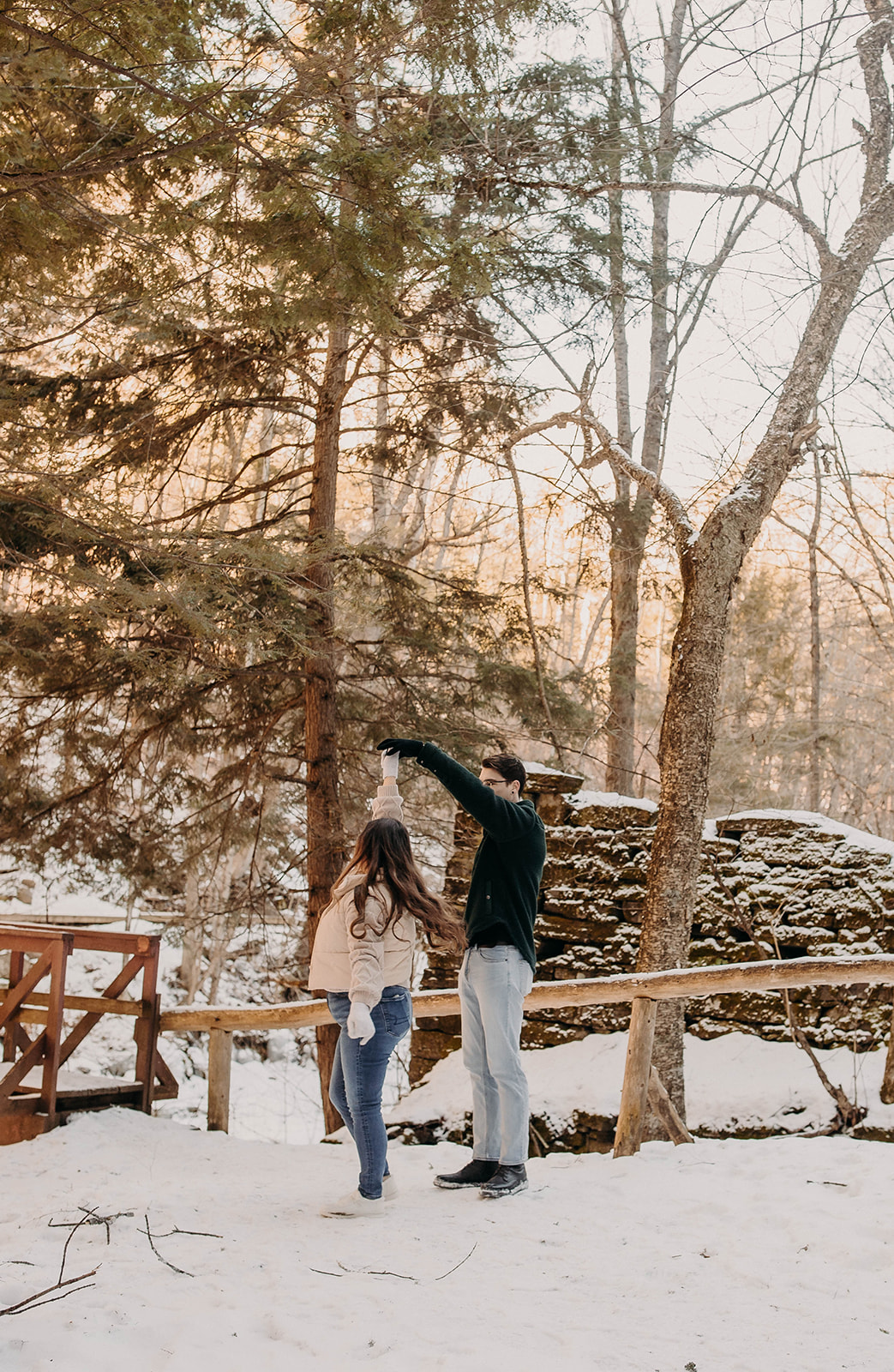 Stunning snowy winter engagement photos at Huyck preserve in Rensselaerville New York!