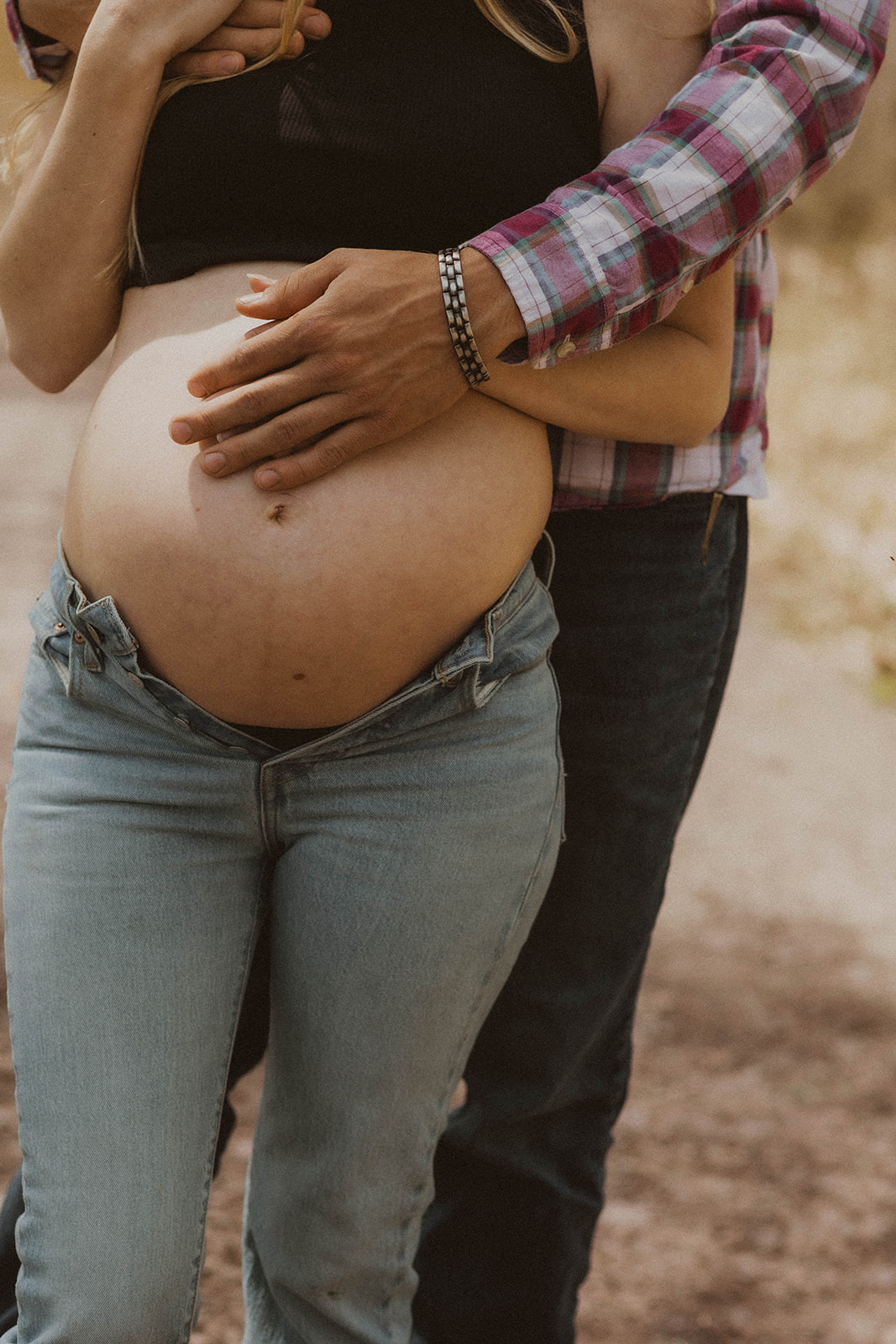 Future parents pose intimately together during their NY maternity photos