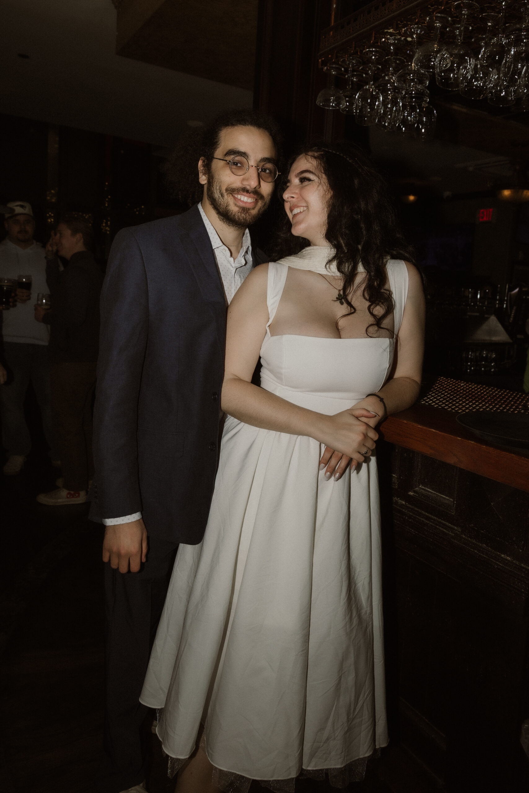 Courtney and George standing outside Annunciation Cathedral of New England during their Boston engagement session