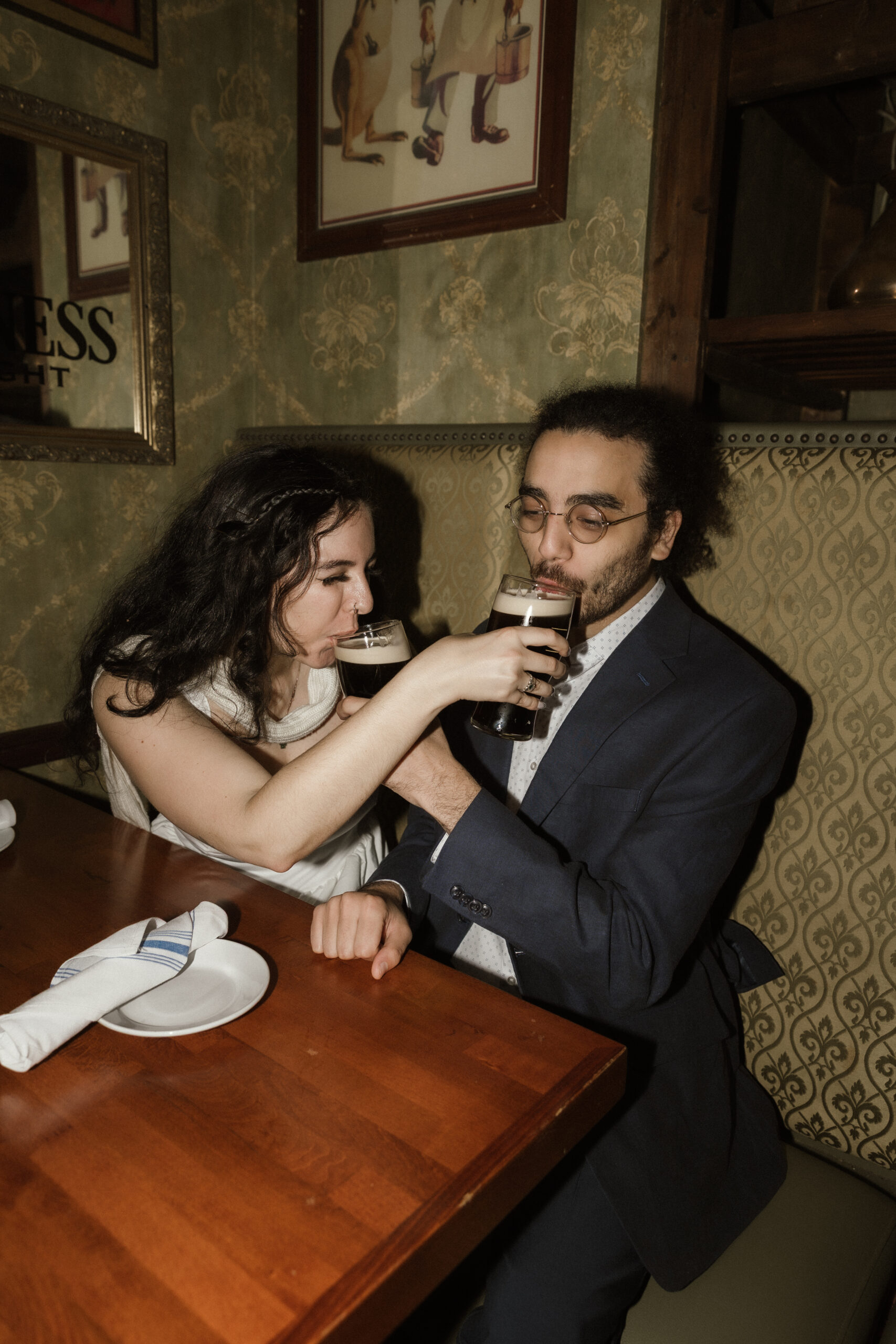 Intimate Boston engagement photos of Courtney and George at The Dubliner