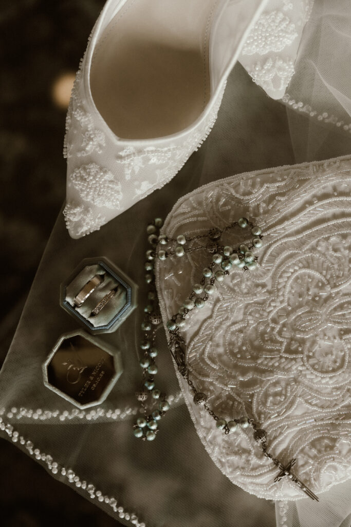 Bride getting ready in a suite at The Sagamore Resort during a fall wedding in Lake George